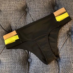 New Black Bathing Suit Bottom w yellow/nude straps